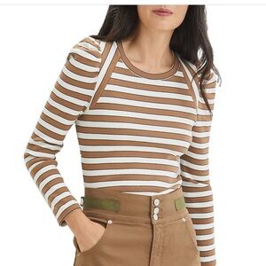Veronica Beard Jeans Delano Striped Top | Camel White